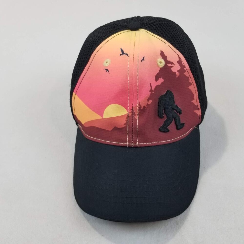 Bigfoot Hat Cap Snap Back Sunset Mesh Trucker Black Red Graphic Mens Headsweats